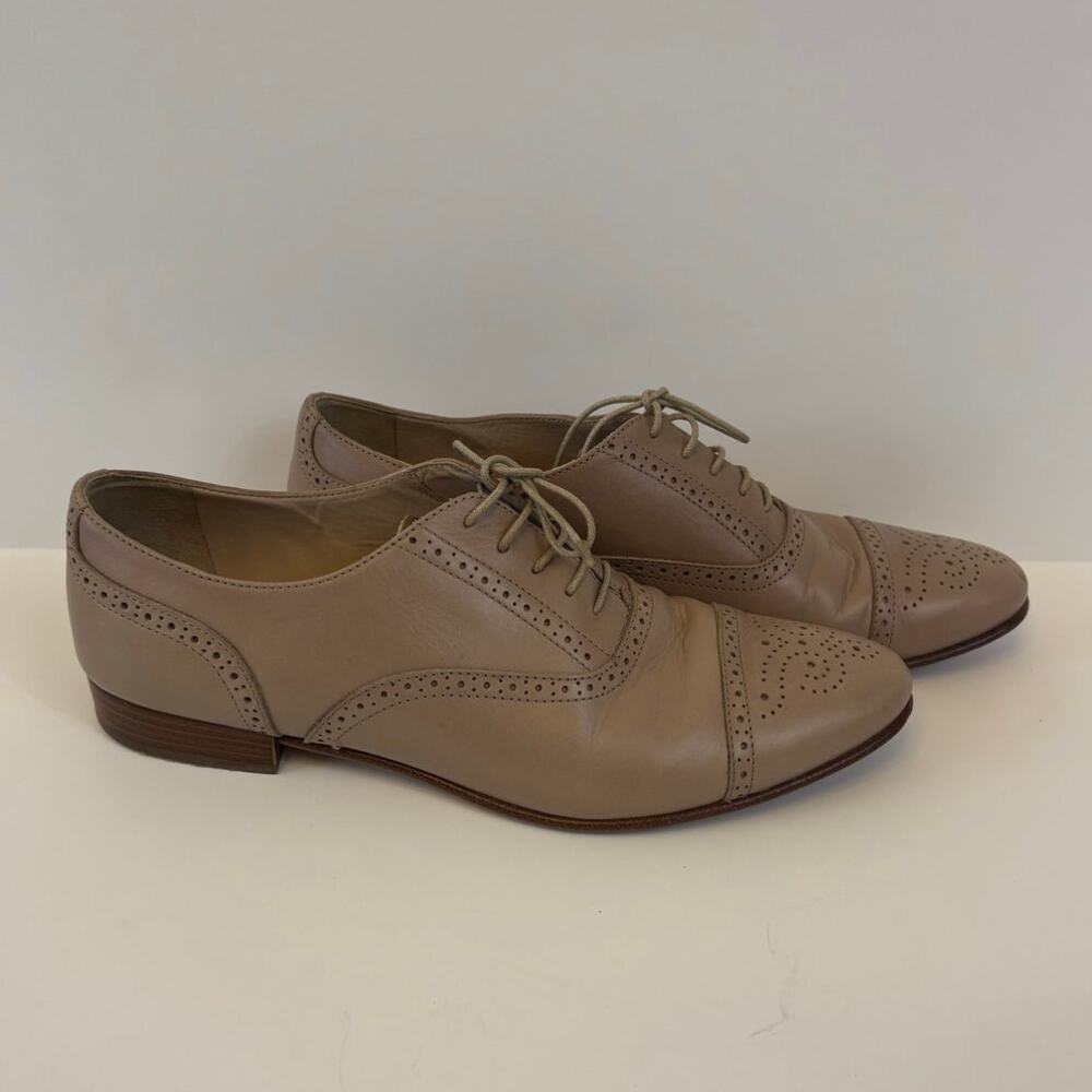 J.Crew Tan Italian Leather Wing Tip Oxford Shoes Size 9.5